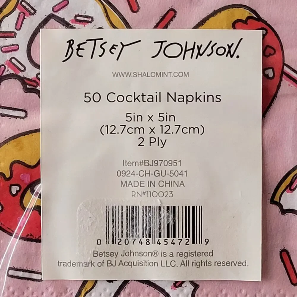 Betsey Johnson Donuts Hearts Sprinkles Appetizer Plates Cocktail Napkins Lot Set